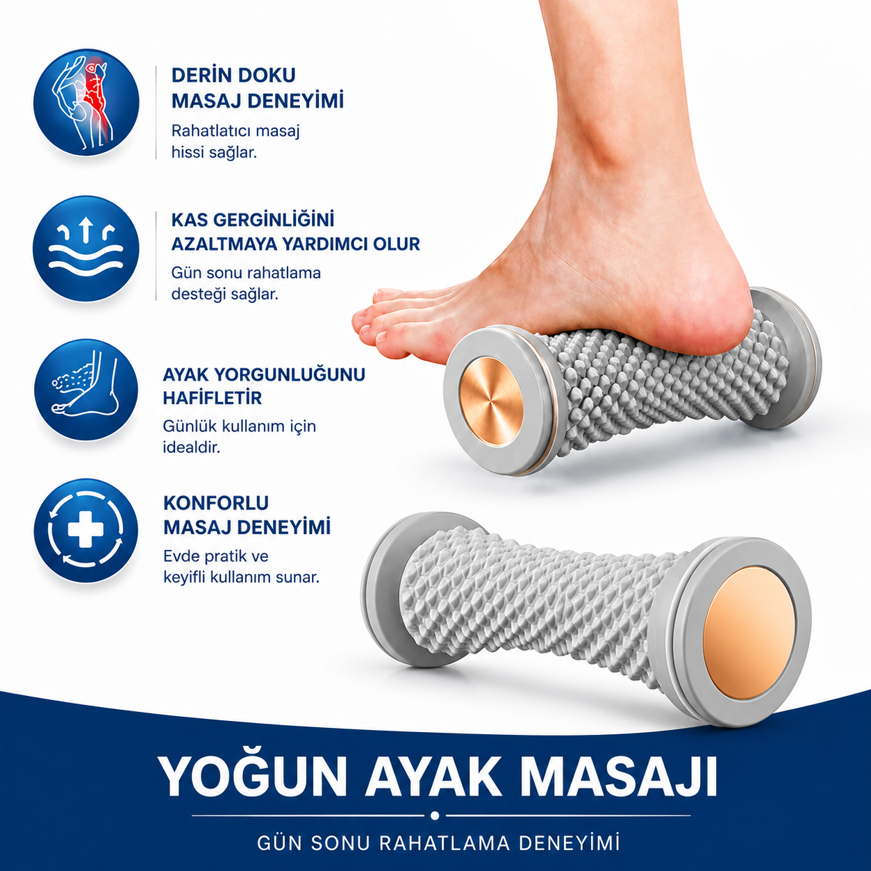 Silindir Masaj Aleti | Derin Doku, Ayak, Bacak ve Sırt Masajı