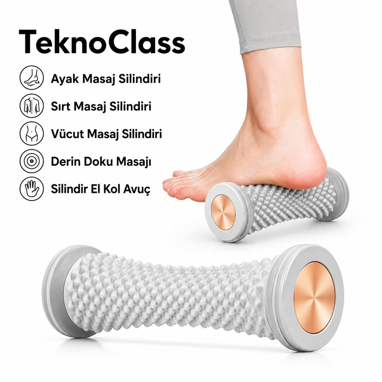 Silindir Masaj Aleti | Derin Doku, Ayak, Bacak ve Sırt Masajı